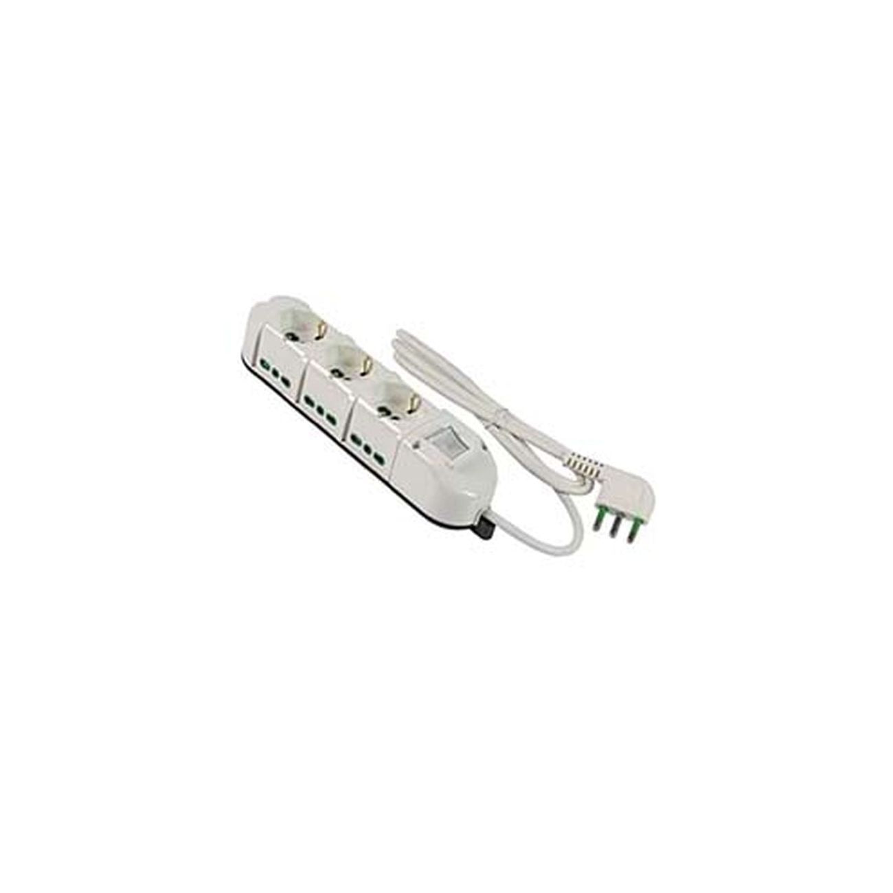 Multipresa 3 bip. + sch. + 6 bip. later. con int. linea retail triax - bianca 49122
