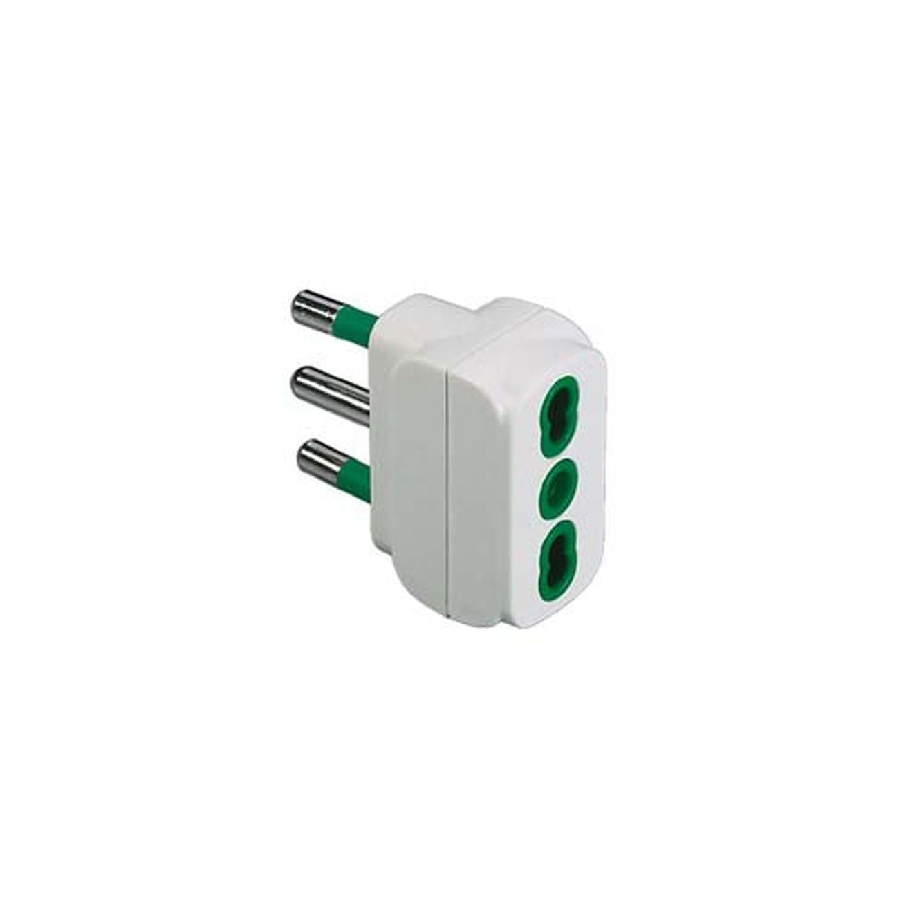 Adattatore 2 poli + terra bipasso bianco - bianco 82110 - 5 pz