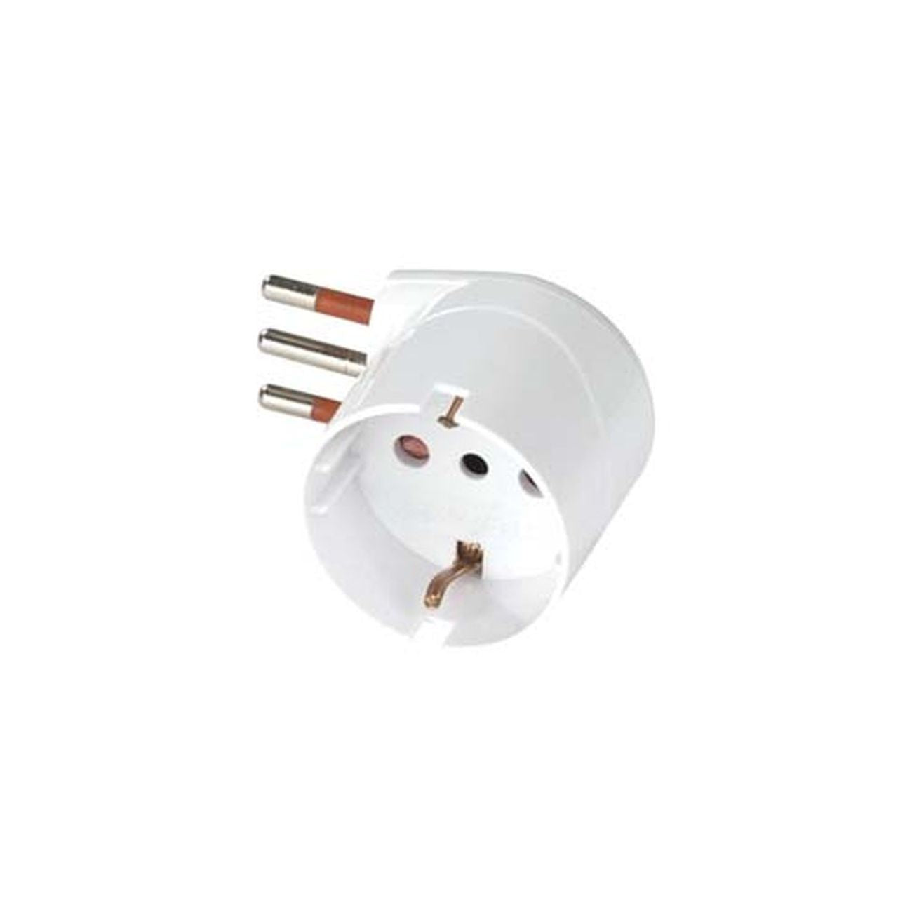 Adattatore salvaspazio schuko 90° 2p+t bianco