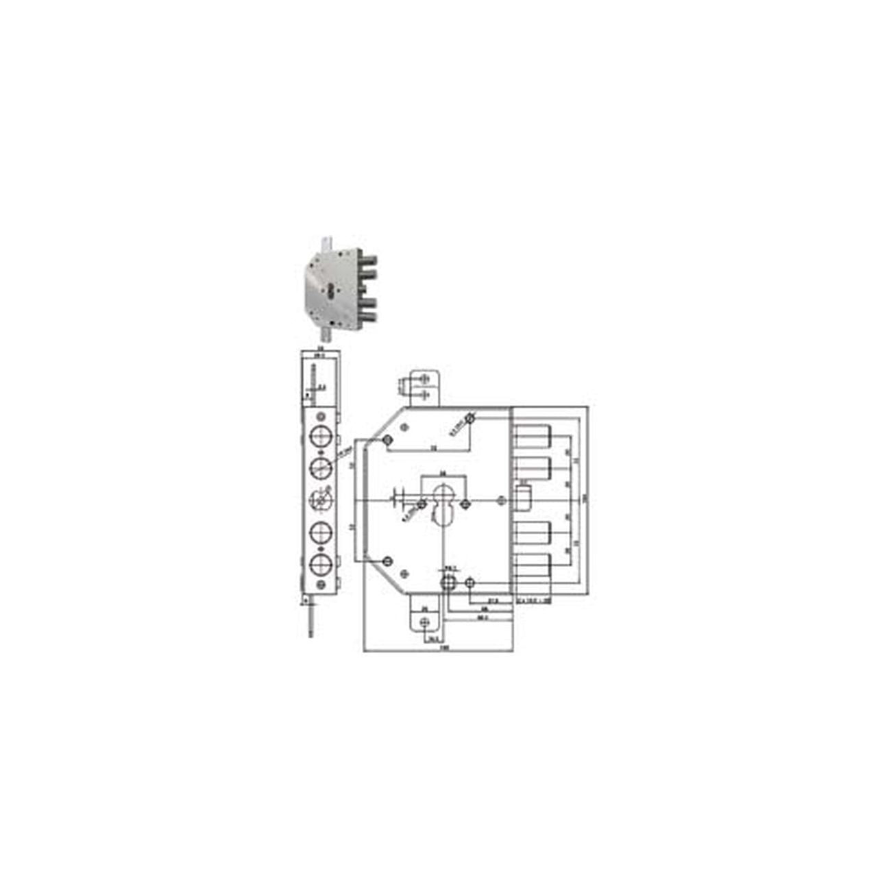 Serratura triplice applicare c/scrocco cil. eu. blindate 2155pen-bloc