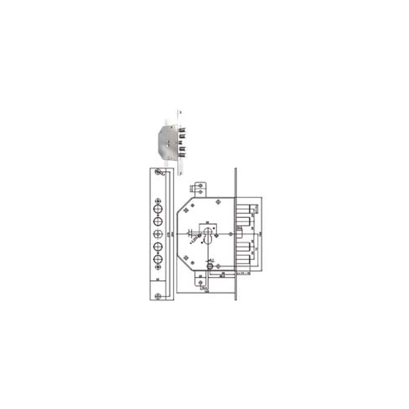 Serratura triplice infilare c/scrocco cil. eu. blindate 2151pen-bloc - mm.60 sx (2151pen-11ncl)