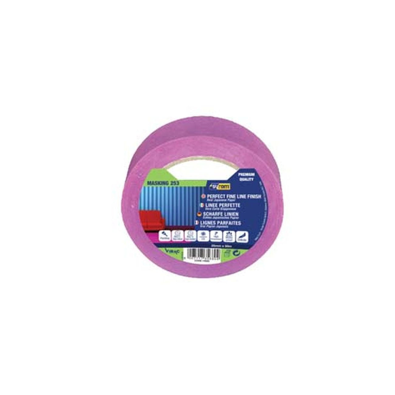 Nastro carrozziere rosa sottile precision mask sensitive 4333 - mm.25h. in rotoli da mt.50 - 6 pz