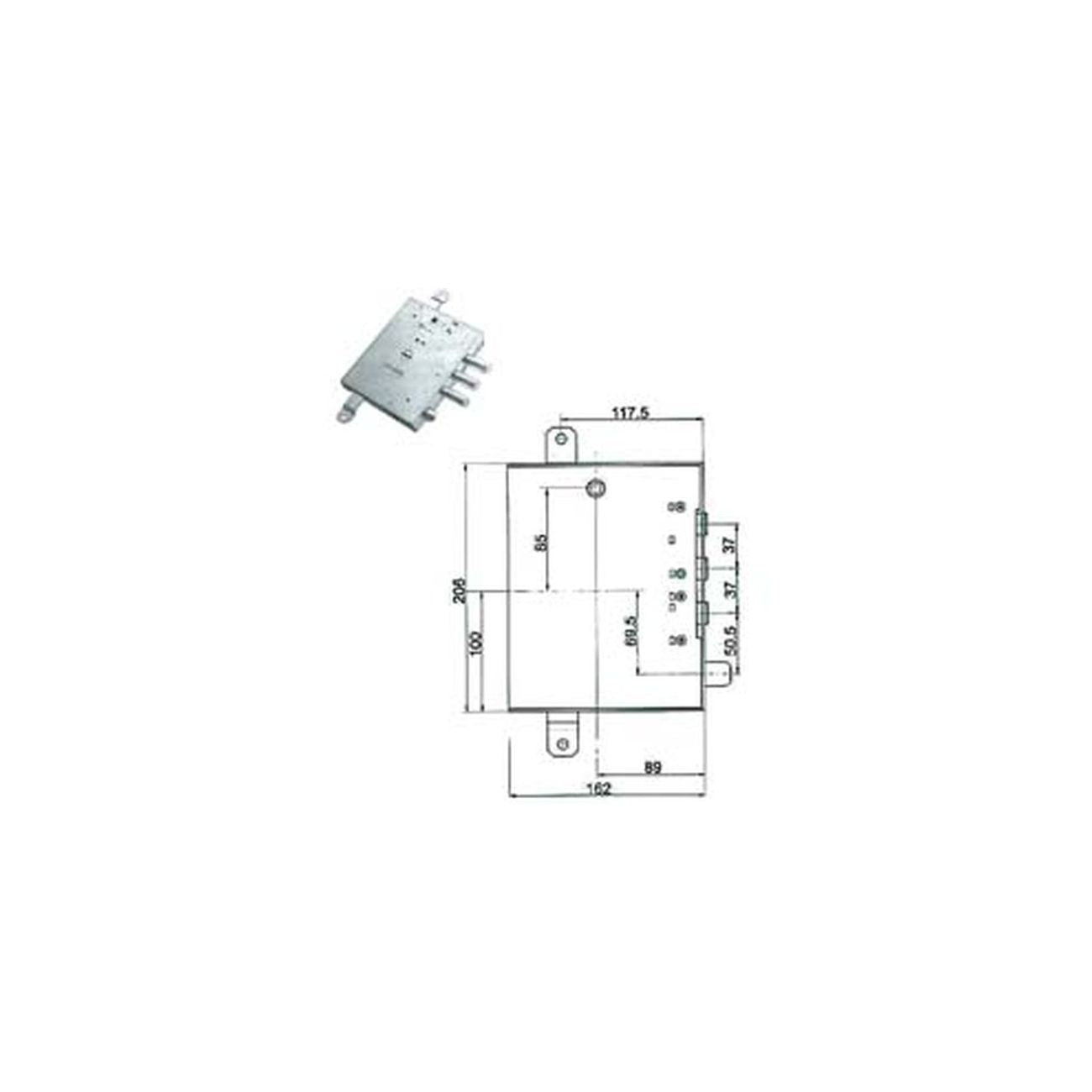 Serratura tripl. applicare scrocco d/mappa blind. gardesa 89r571gd/17 - mm.89 dx (89r571gd/17dx)