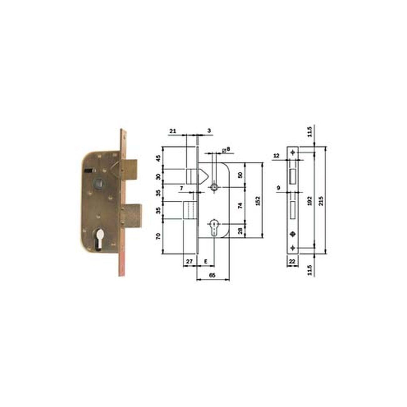 Serrature infilare per cancelli cat.+scr. sep. profilo europ. 630 - mm.35 (630350)