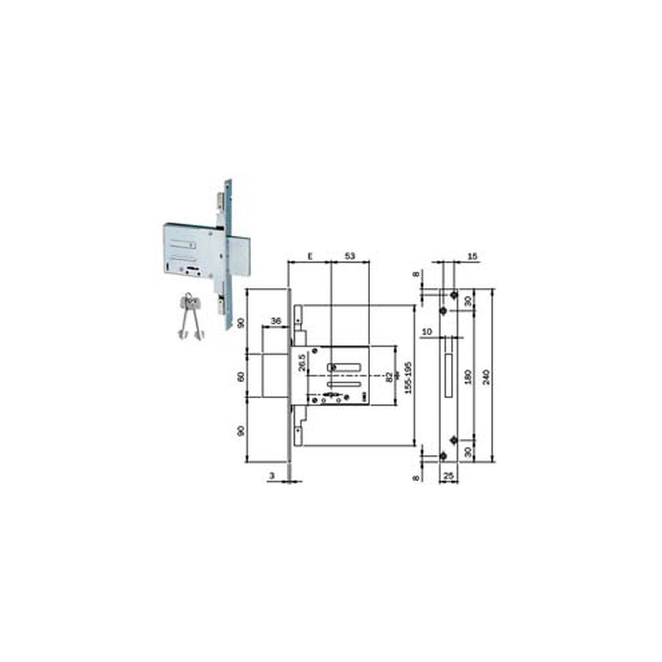 Serrature triplice da infilare doppia mappa 663301