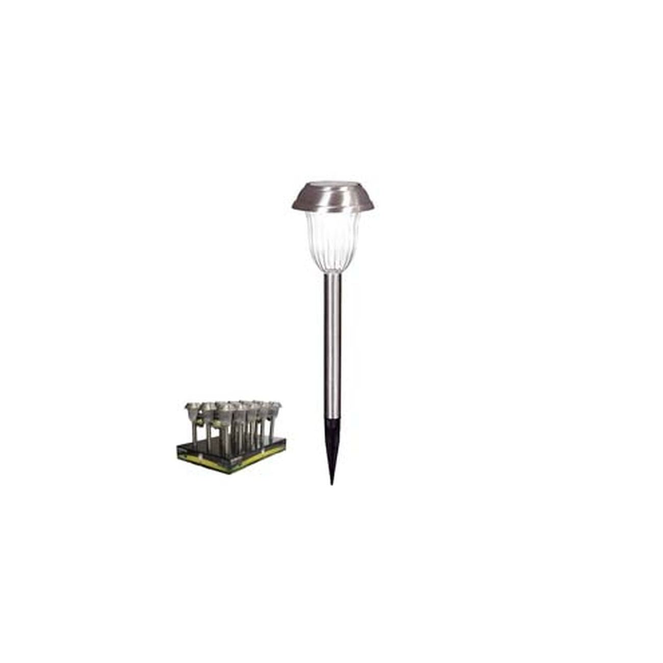 Lampada solare led acciaio inox in espositore - Ø mm.100x384h. - 5 lumen - 15 pz