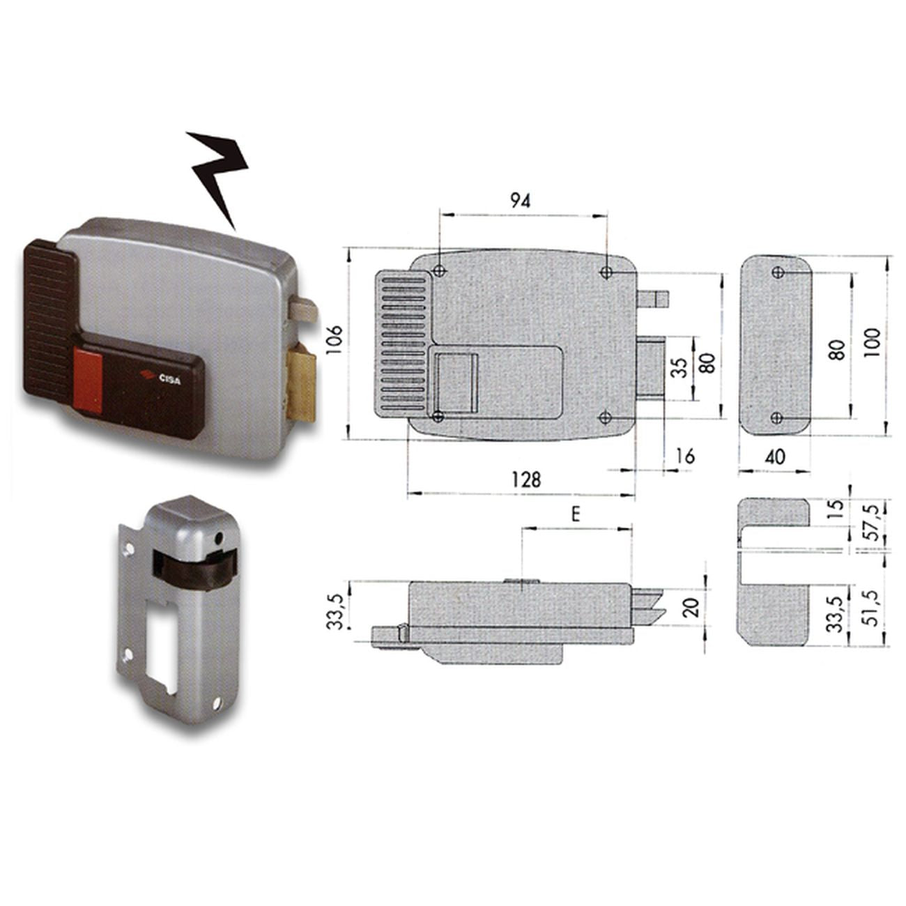 Cisa 11610-50-2 Serratura Elettrica Applicare Cil Stac Sx