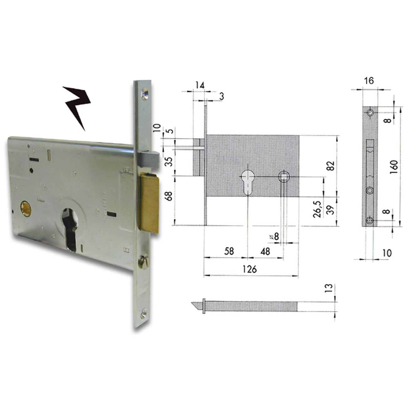 Cisa 14010-60-1 Serratura Elettrica Infilare  Cil Sag Dx