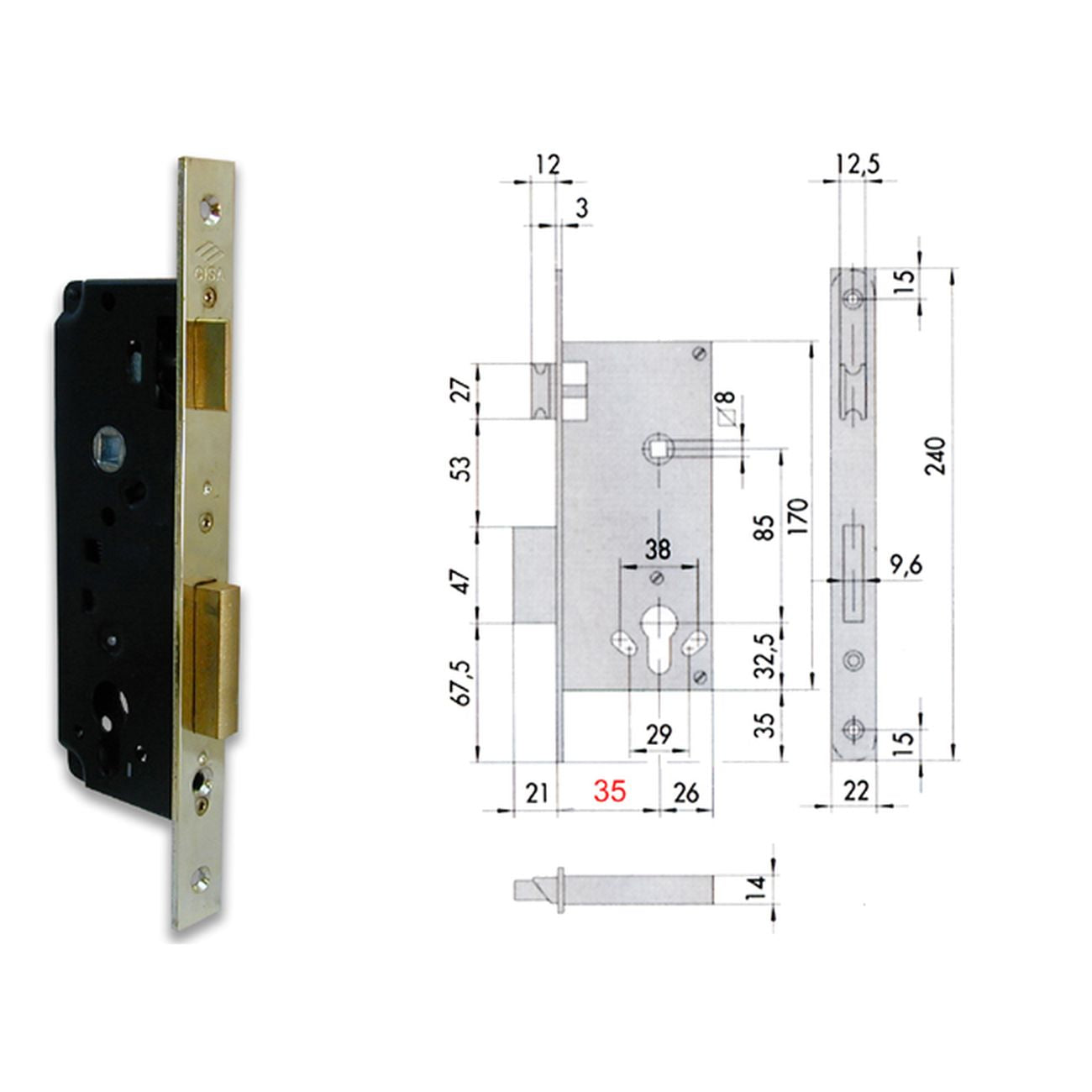 Cisa 5C110-70-0 Serratura Infilare Cil Sag Bq F22