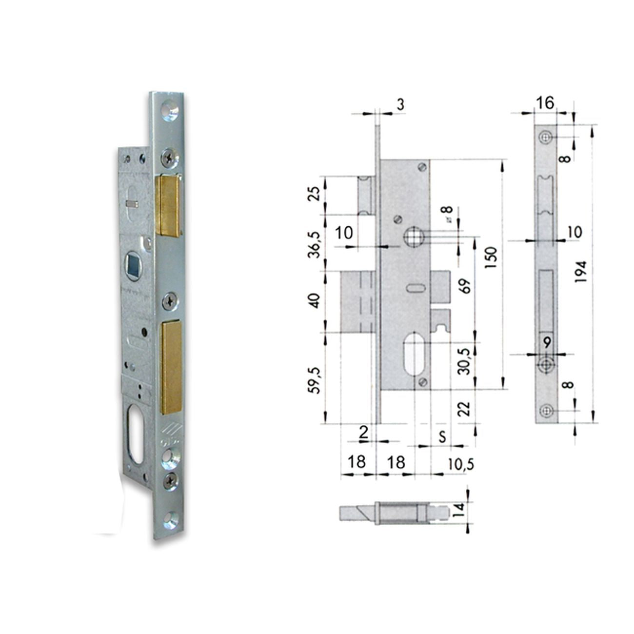 Cisa 44220-18-0 Serratura Infilare  Cil Ov F16