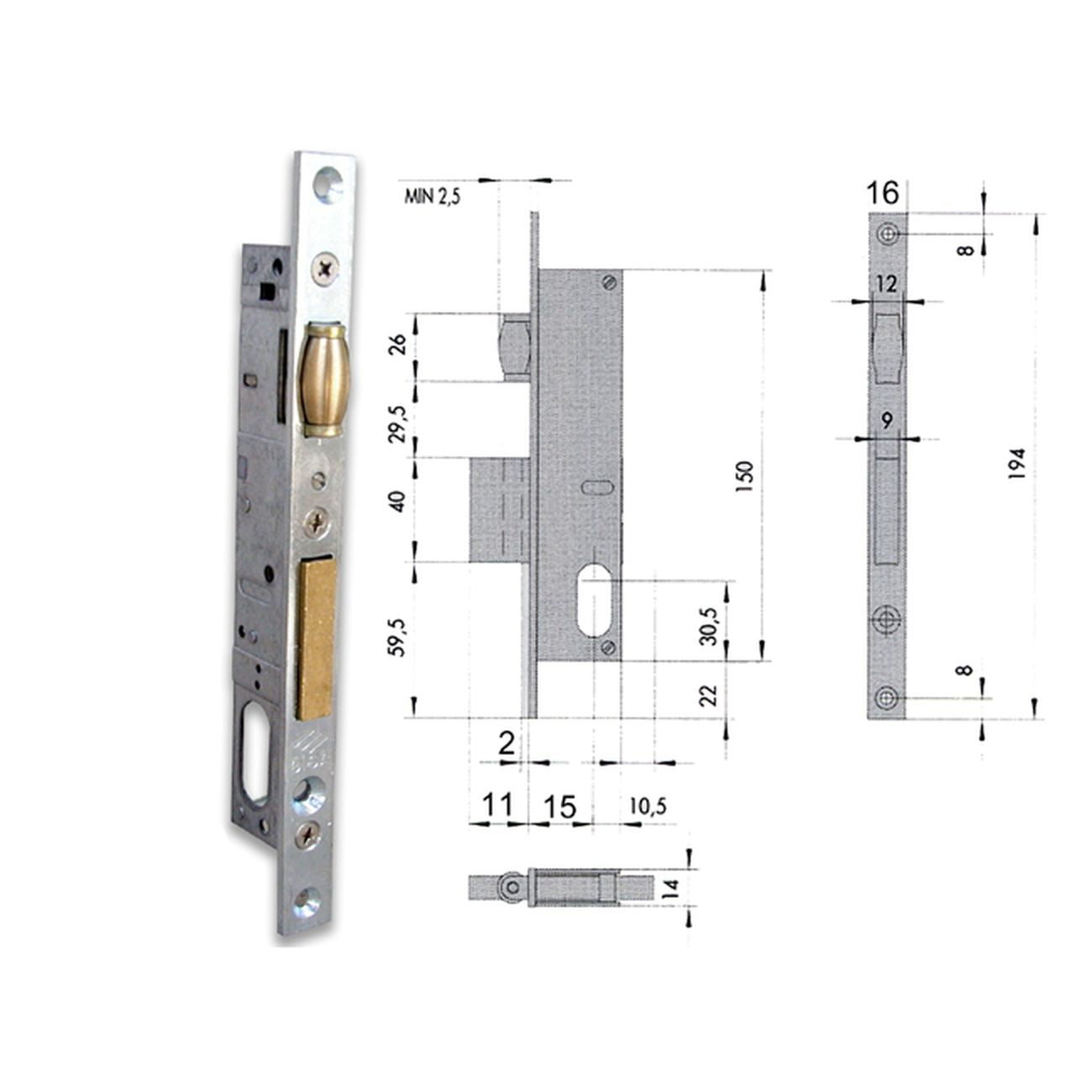 Cisa 44230-15-0 Serratura Infilare  Cil Ov F16