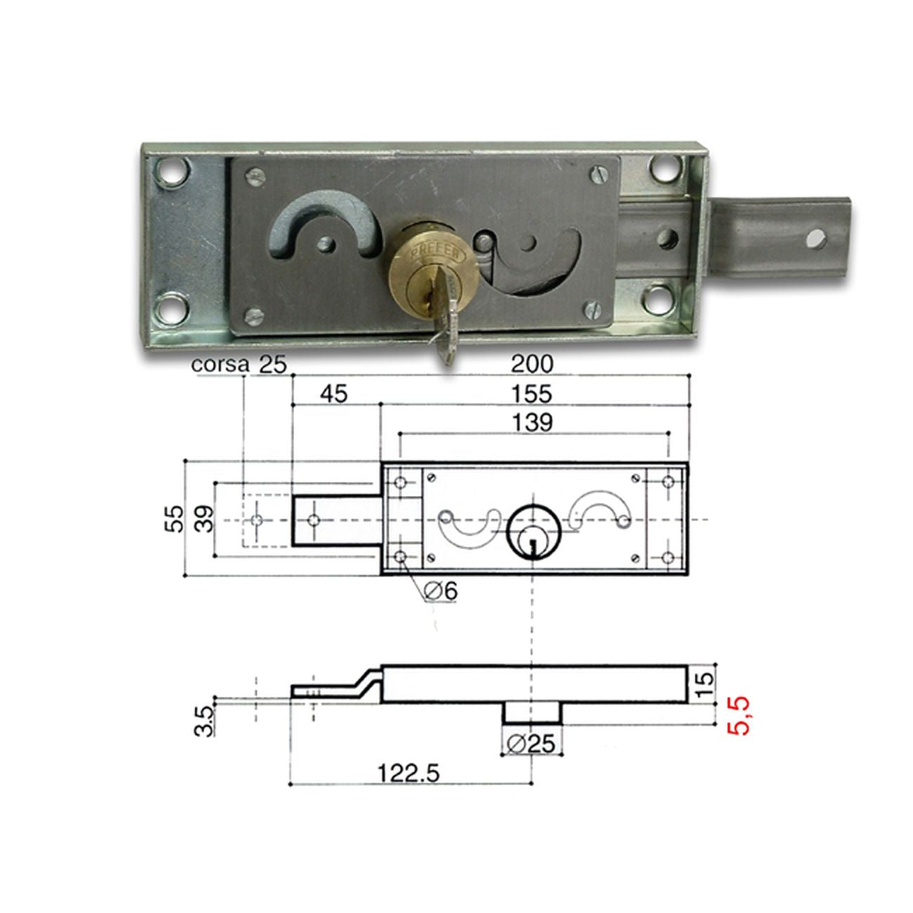 Prefer A411-0010 Serratura Laterale Destra