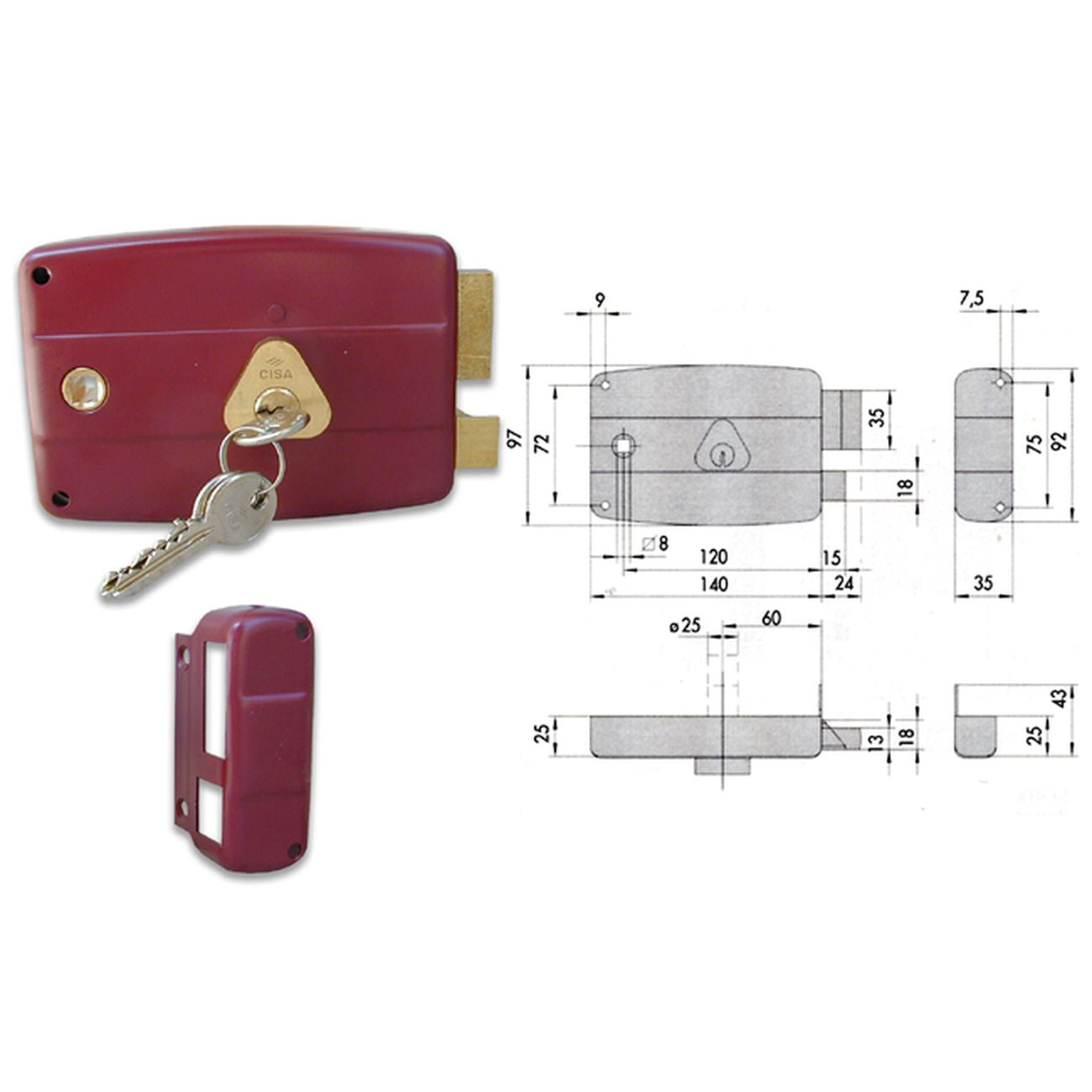 Cisa 50171-60-1 Serratura Applicare Cil Fisso Dx