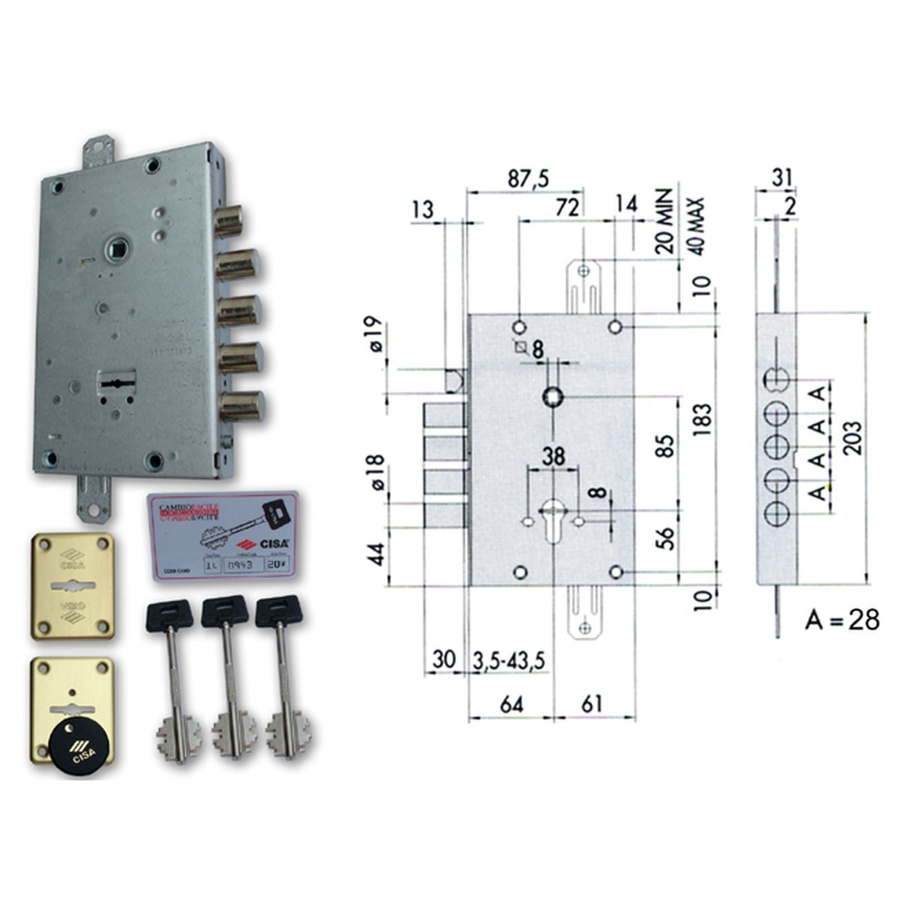 Cisa 57665-38-A-Tg Serratura D/M New C Facile