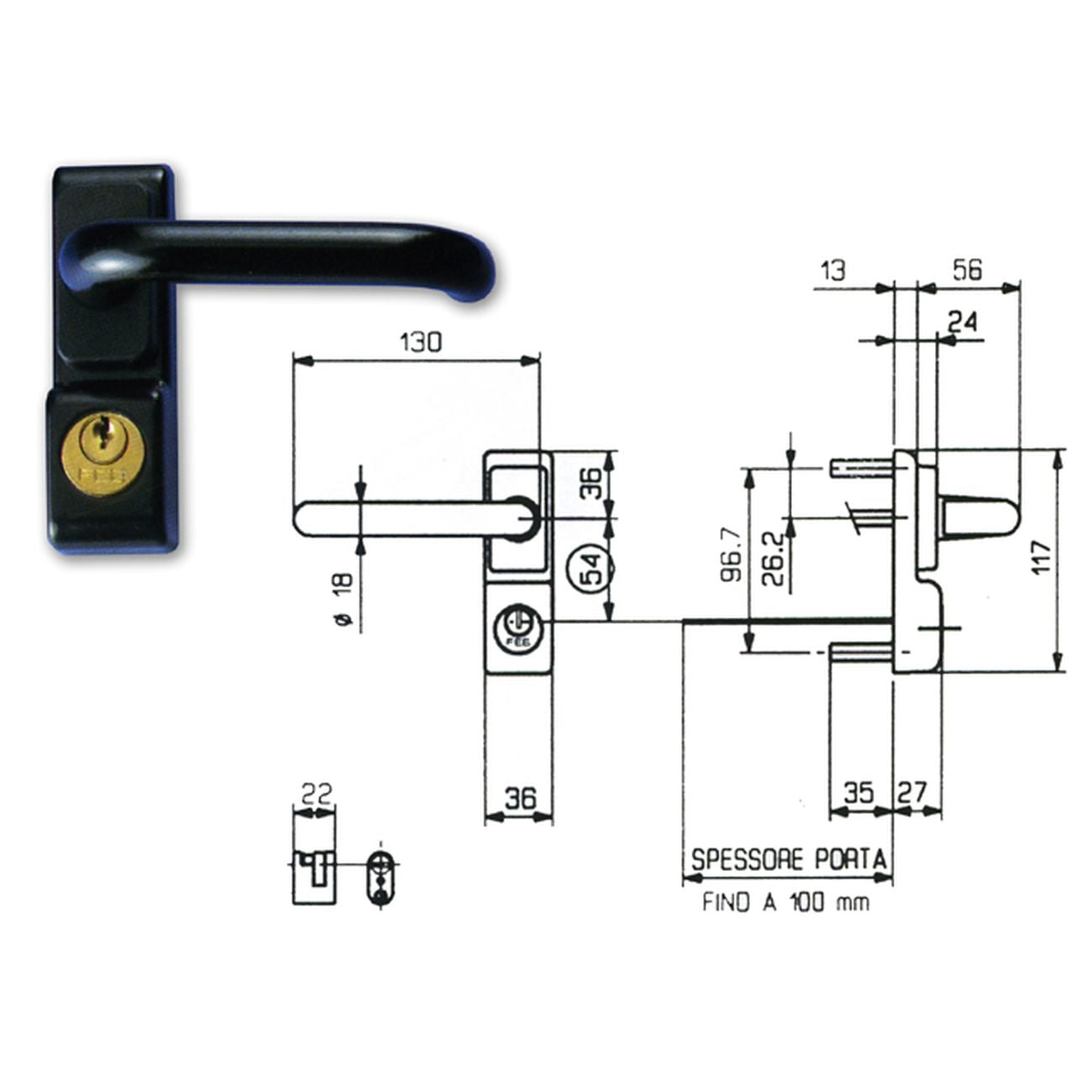Yale 9520 Maniglia E Cil Est Revers