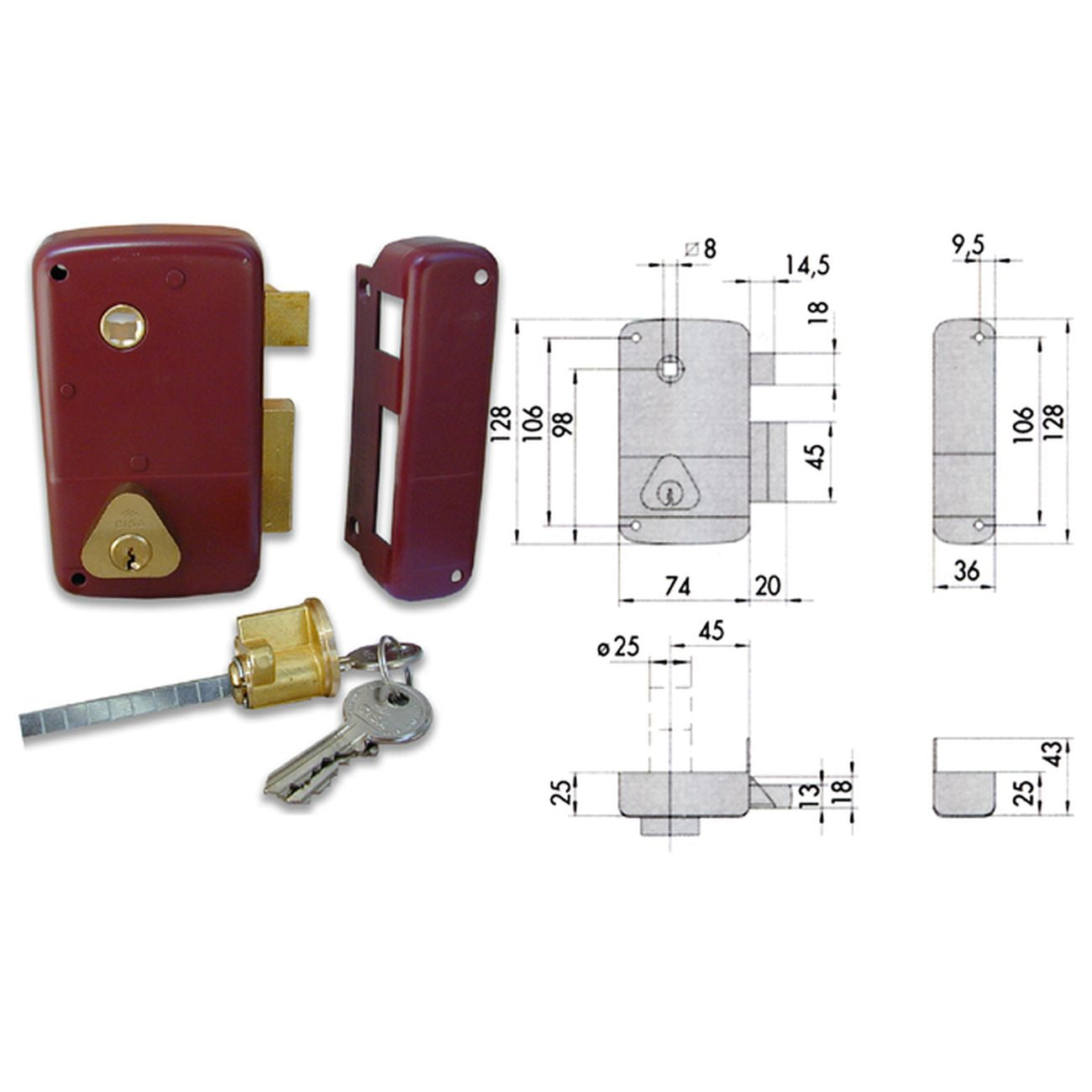 Cisa 50210-45-1 Serratura Applicare Cil Stac Dx