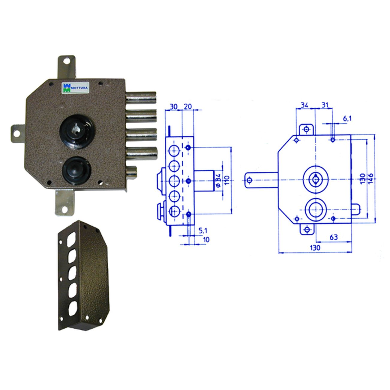 Mottura 30.650 Serratura Pompa Quint S/A Dx