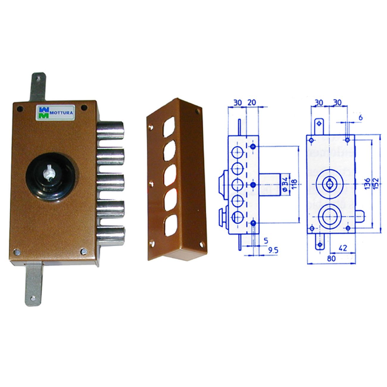 Mottura 30.426 Serratura Pompa Tripl S/A Dx