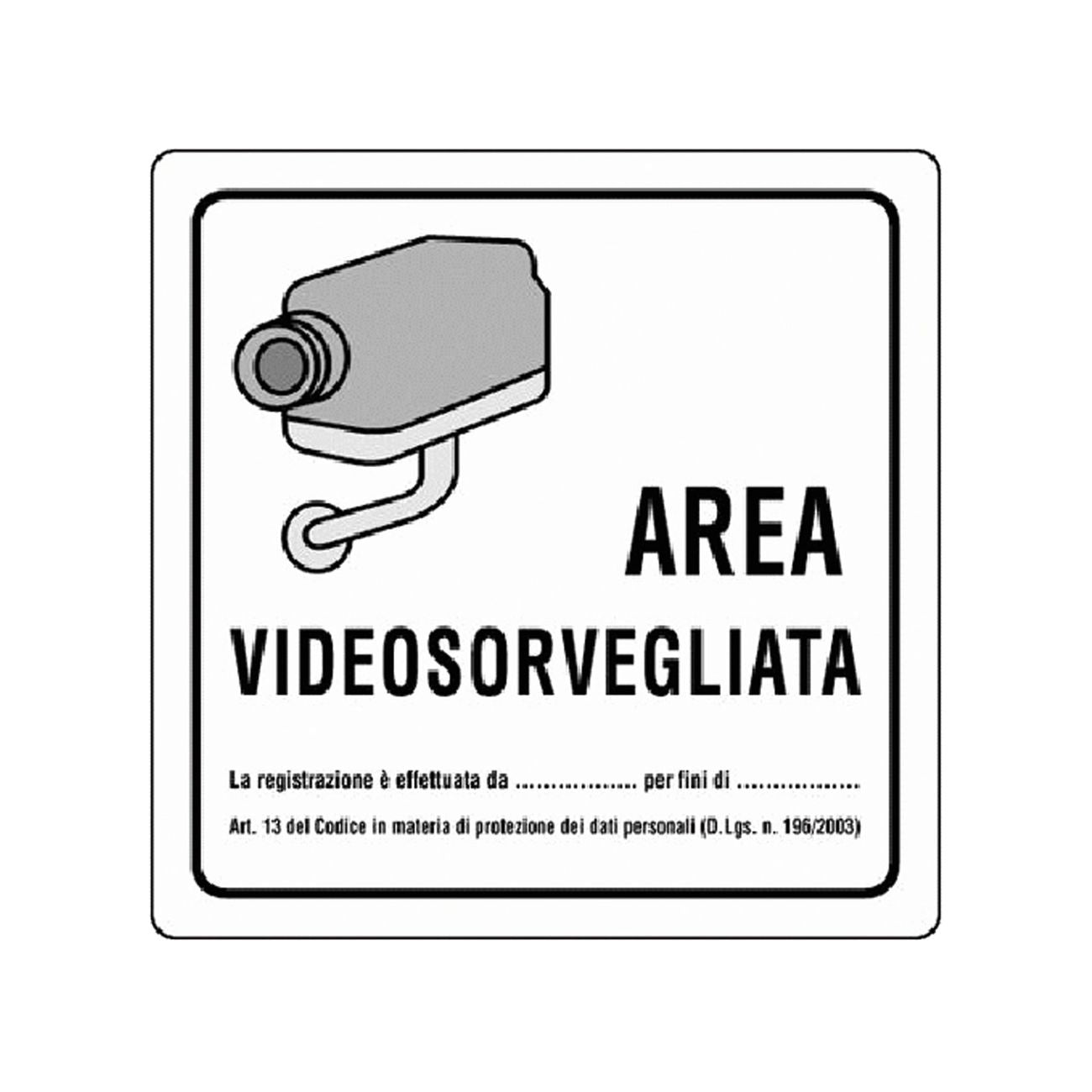 Cartello 'area videosorvegliata' cm 20 x 20 - 10 pz