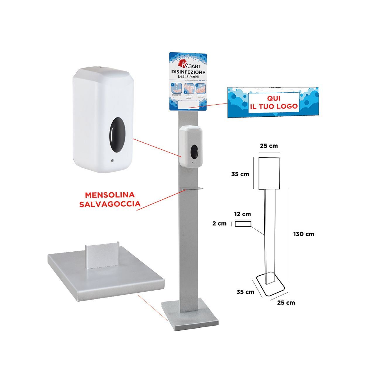 Piantana con dispenser automatico dispenser 1000 ml