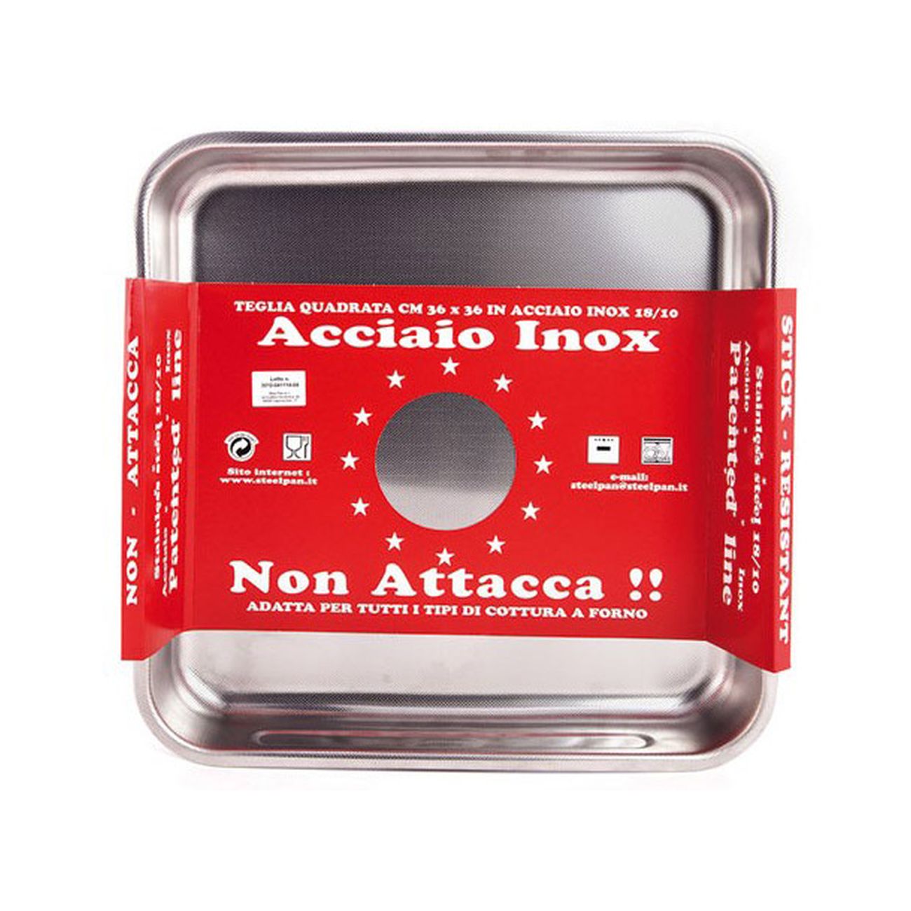 Teglia Quadra Alta 36 Inox Anti-A 11165