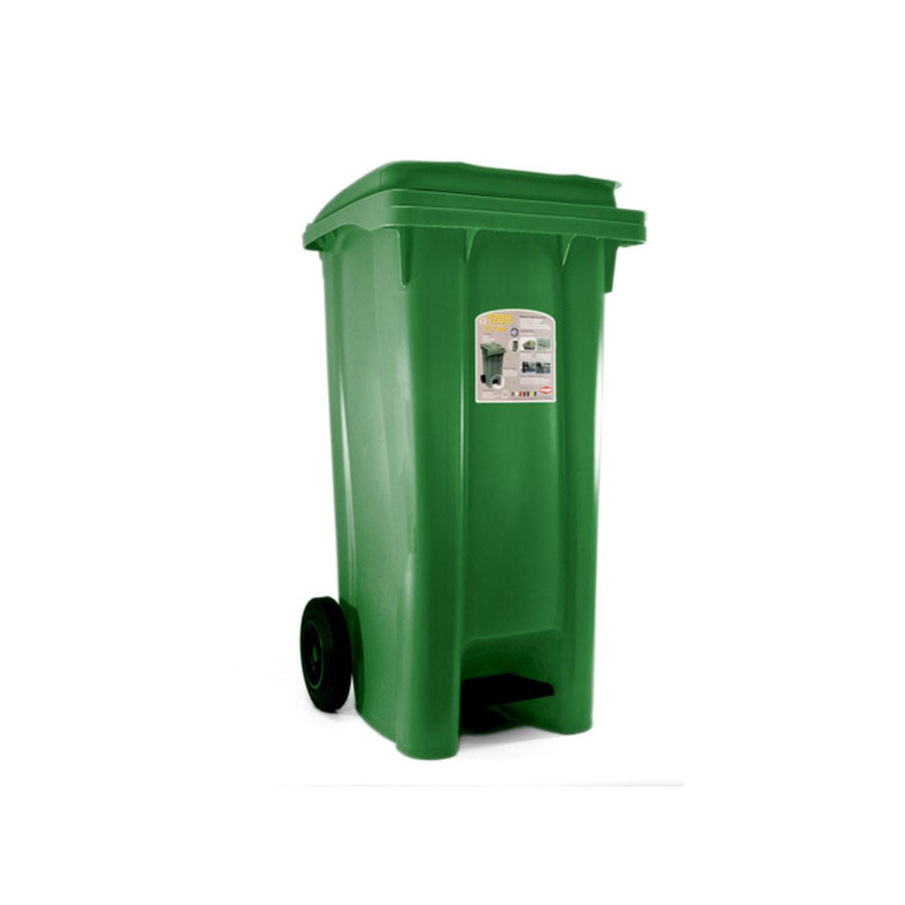 Bidone Carrellato Con Ped Verde Felce Lt.120