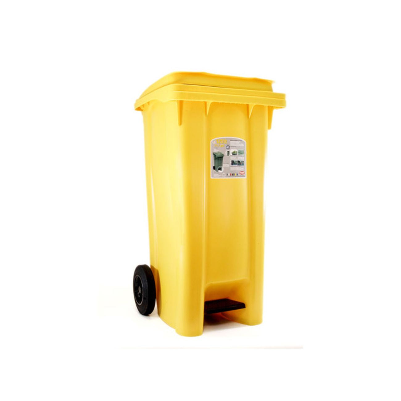 Bidone Carrellato Con Ped Giallo Segn.Lt.120