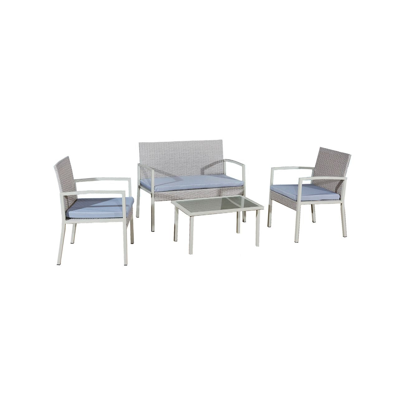 Set giardino in polyrattan - Eurialo - colore grigio - 4 posti