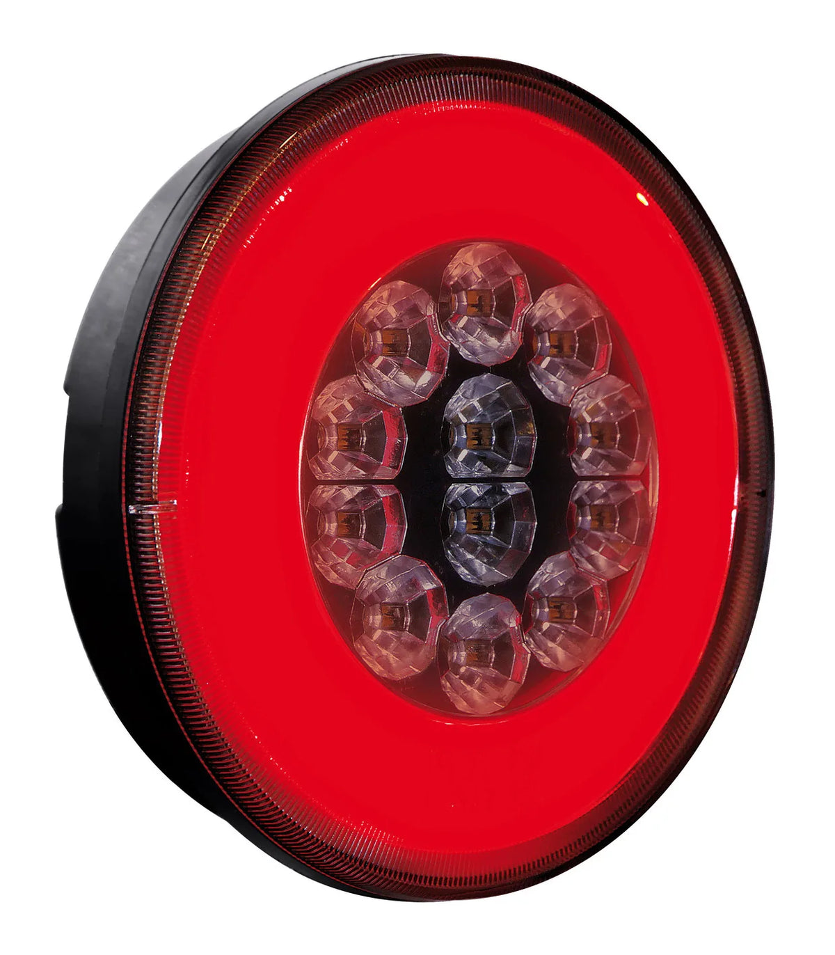 Reversing O-LED, fanale retromarcia e posizione a led su fondo bianco, vista 3