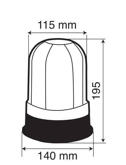 Disegno tecnico quotato di RH-1, luce di segnalazione alogena, 12/24V, con le misure