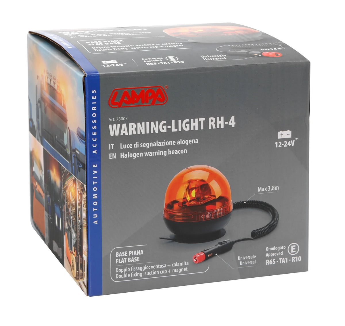 La confezione di RH-4, luce di segnalazione alogena con base magnetica e