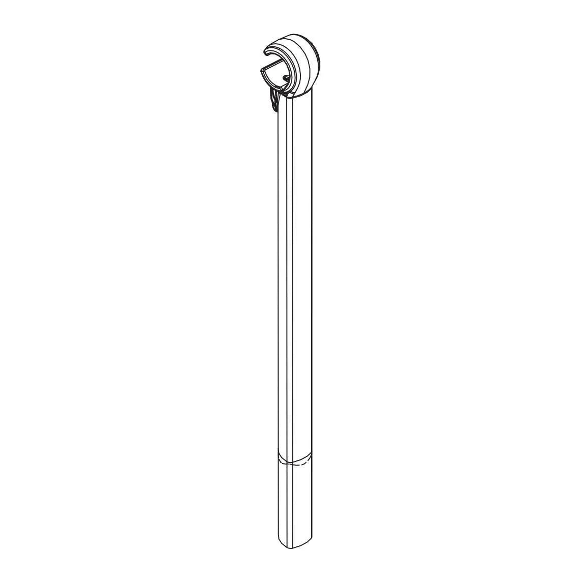 Disegno tecnico quotato di Ricambio braccetto ferma telaio 350 mm per portabici, con le misure