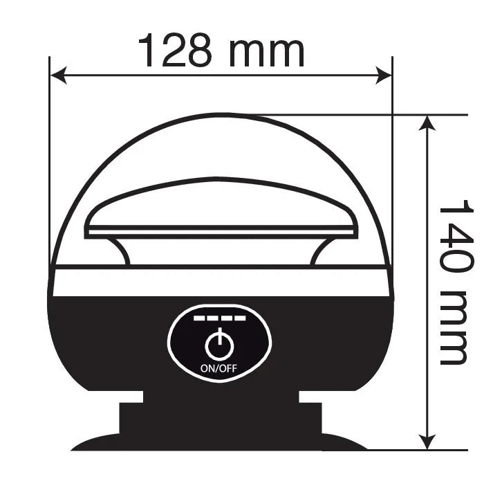 Disegno tecnico quotato di RL-16, luce di segnalazione a led, ricaricabile, 12/24V+230V, con le misure