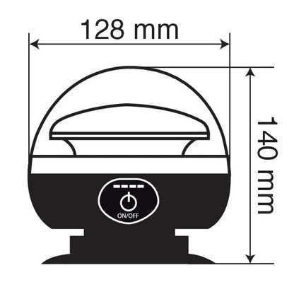 Disegno tecnico quotato di RL-16, luce di segnalazione a led, ricaricabile, 12/24V+230V, con le misure