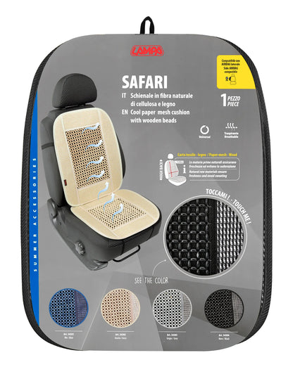 La confezione di Safari, schienale in fibra naturale di cellulosa e legno