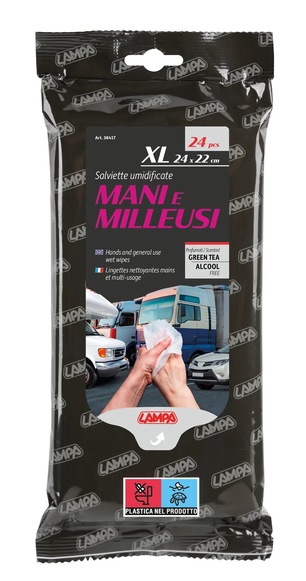 La confezione di Salviette umidificate mani e milleusi - 24 pz - 24x22 cm