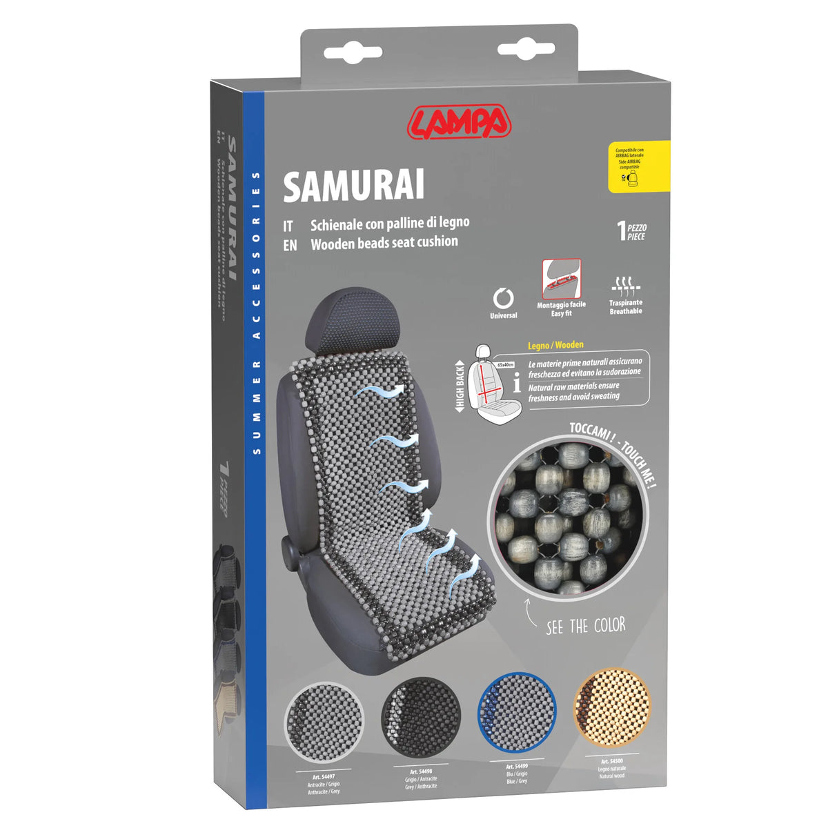 La confezione di Samurai, schienale in palline di legno - Blu/Grigio