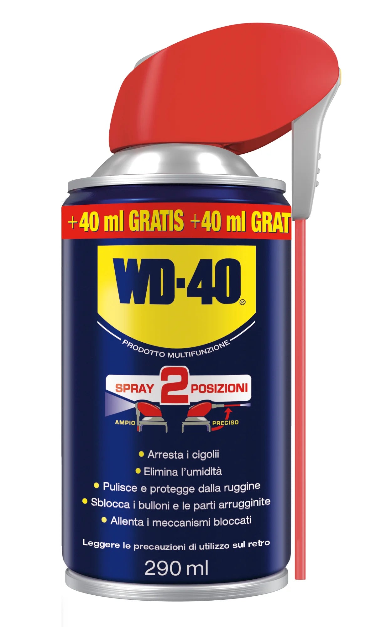 Sbloccante spray 'doppia posizione' ml 250 + 40 ml omaggio su fondo bianco