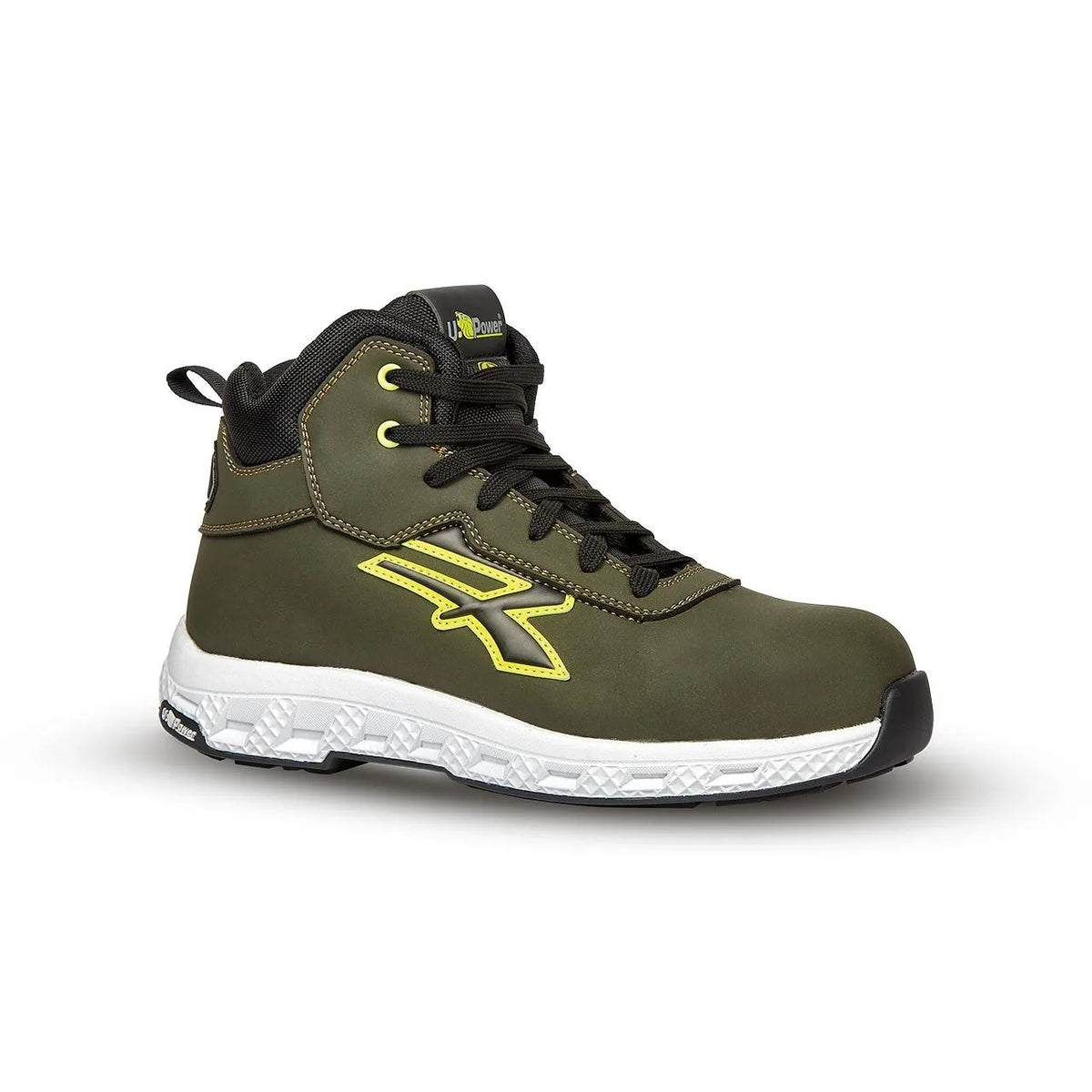 Scarpe antinfortunistiche alte U-Power KOLBY ESD S3S CI HI HRO FO SR Military Green/Yellow Fluo