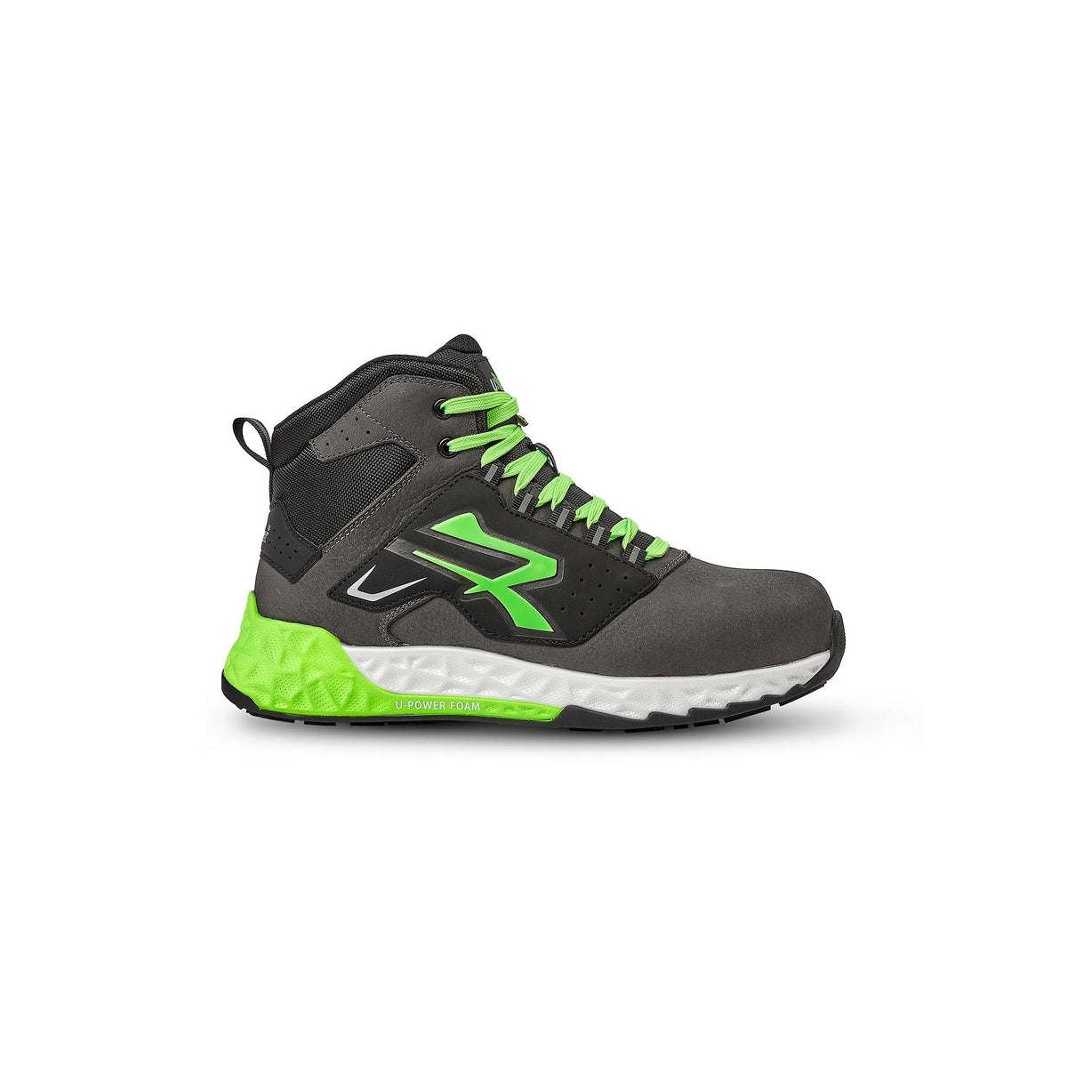 Scarpe antinfortunistiche alte U-Power ROB ESD S3S CI HI HRO FO SR Grey/Verde Fluo