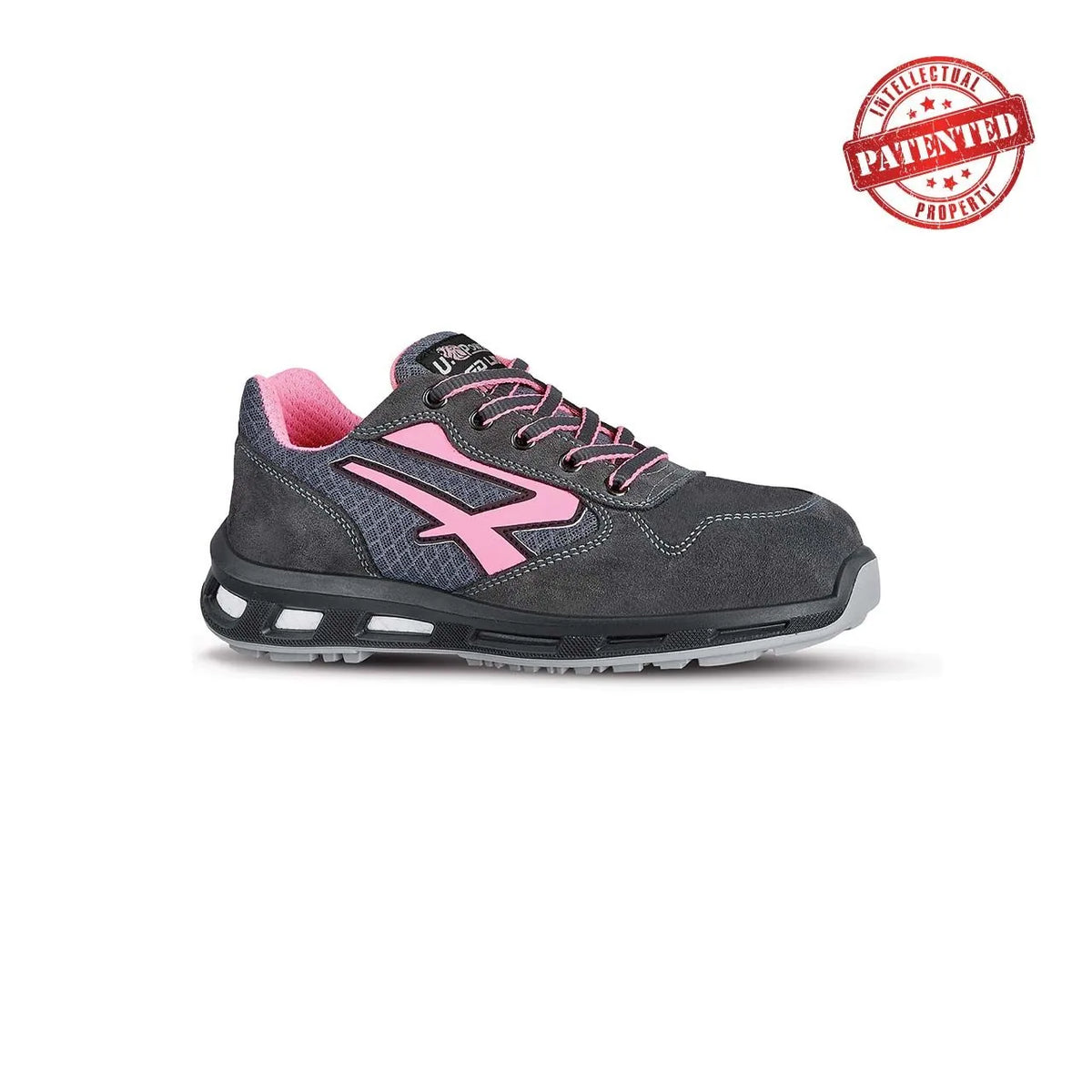 Scarpe antinfortunistiche basse da donna U-Power CHERRY s ESD S1PS FO SR Grey/Pink Fluo