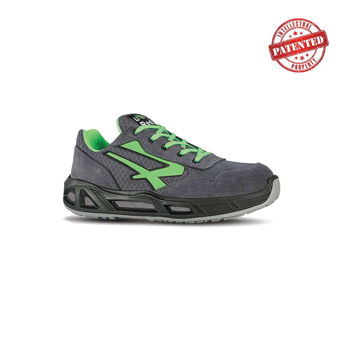 Scarpe antinfortunistiche basse da donna U-Power POINT CARPET s ESD S1PS FO SR Grey/Verde Fluo