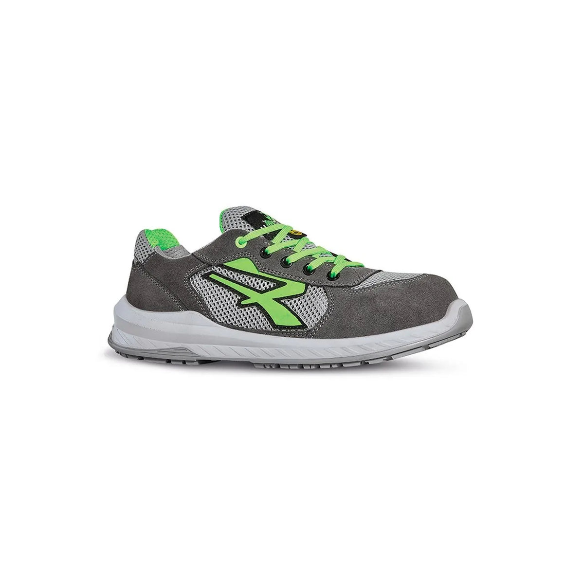 Scarpe antinfortunistiche basse U-Power RIO s ESD S1PS FO SR Grey/Verde Fluo
