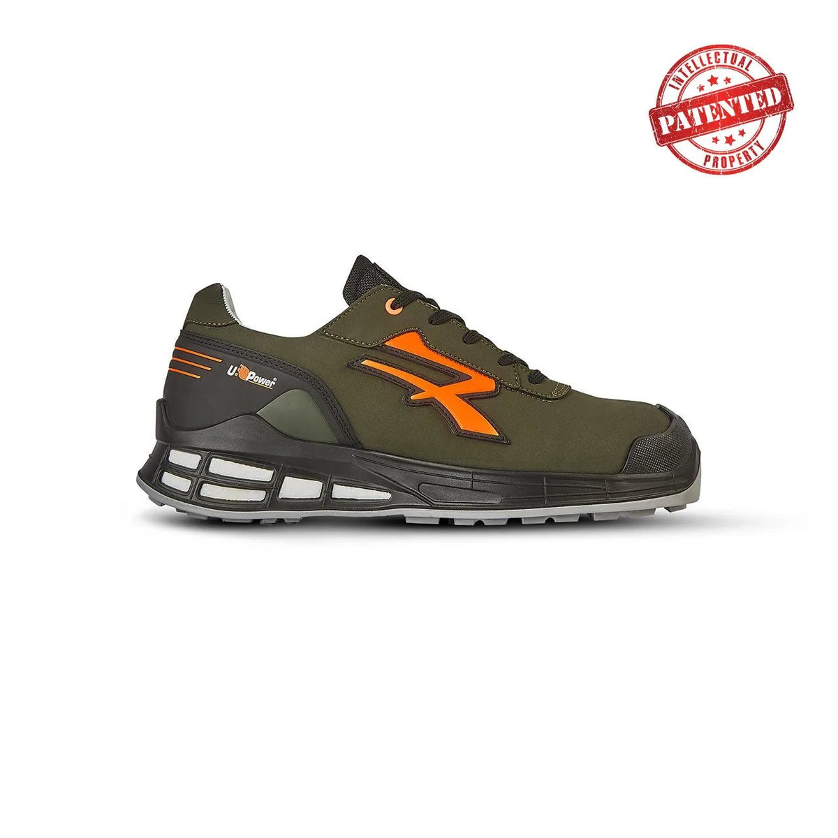 Scarpe antinfortunistiche basse U-Power XENO s ESD S3S CI FO SR Military Green/Orange Fluo