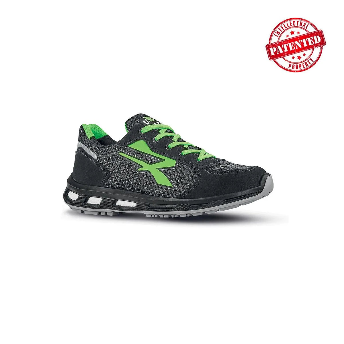 Scarpe da lavoro basse U-Power NATE o ESD O1 FO SR Black/Verde Fluo