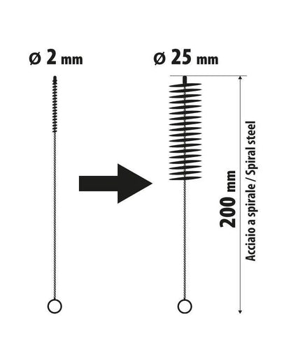 Disegno tecnico quotato di Scovolini di precisione, set 13 pz, con le misure