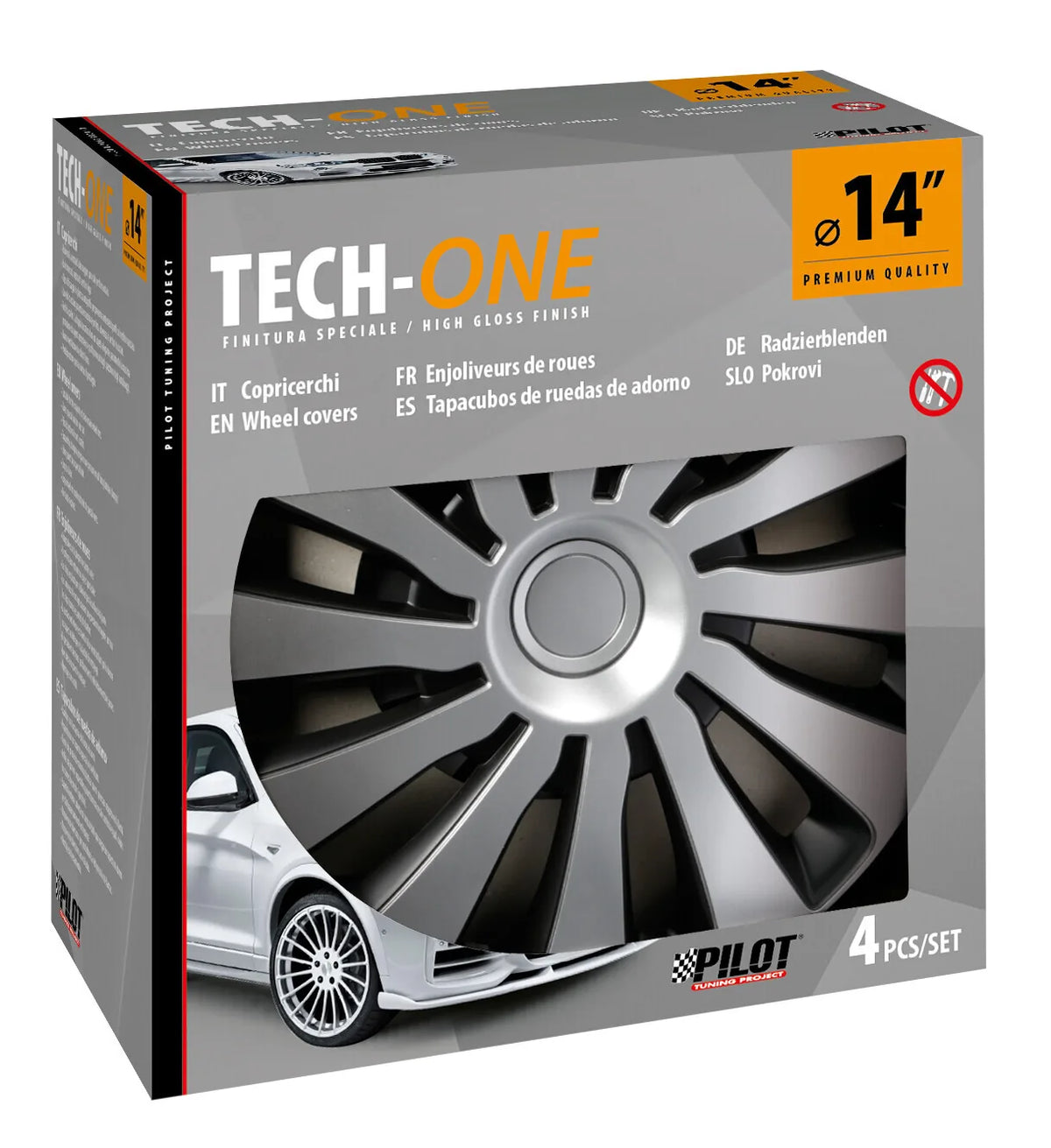 La confezione di Sepang Silver & Black - Set 4 copricerchi - Ø