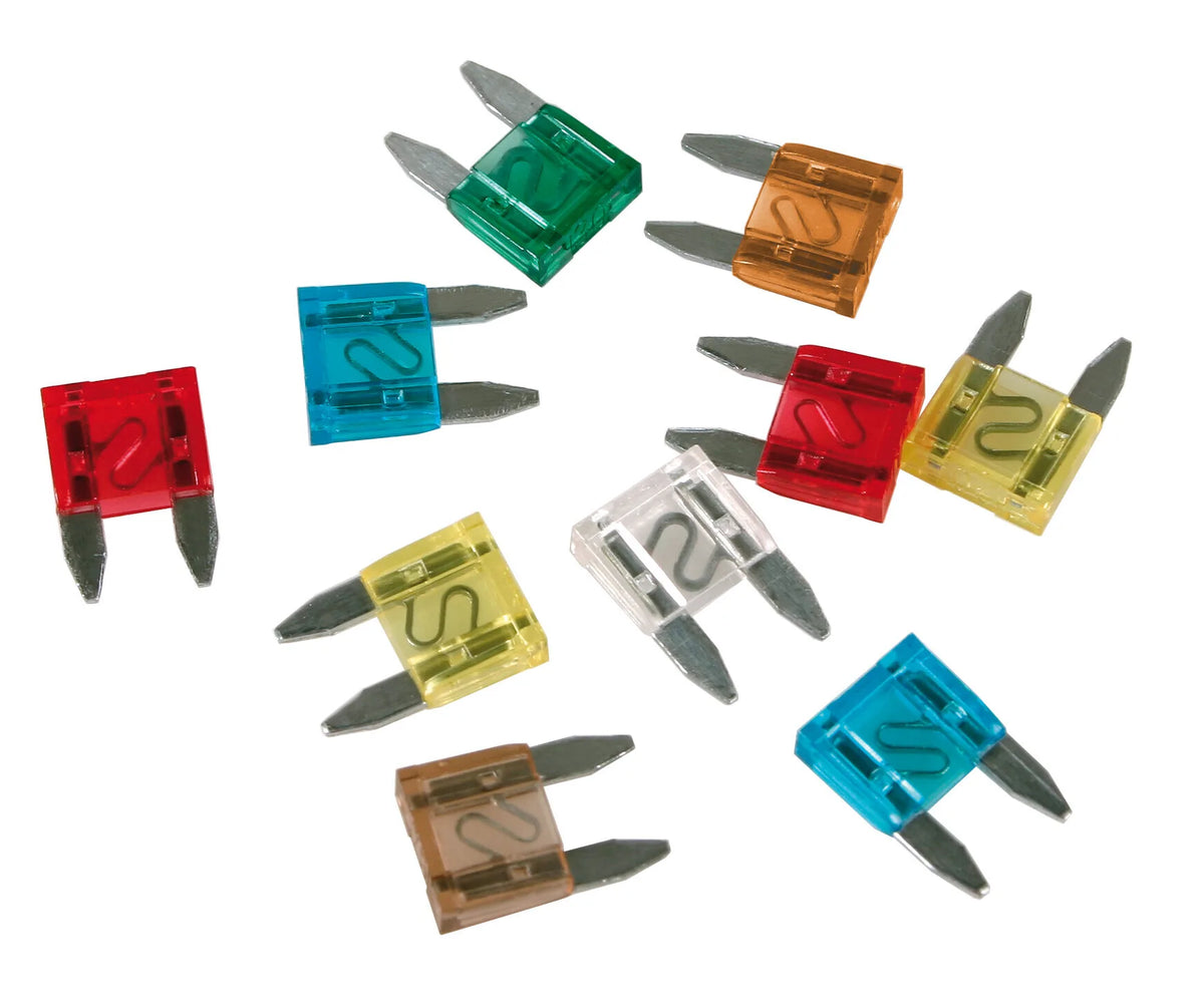 Set 10 micro-fusibili lamellari assortiti, 12/32V — 2 x 7,5A - 2 x 10A - 2 x 15A - 2 x 20A - 1 x 25A - 1 x 30A