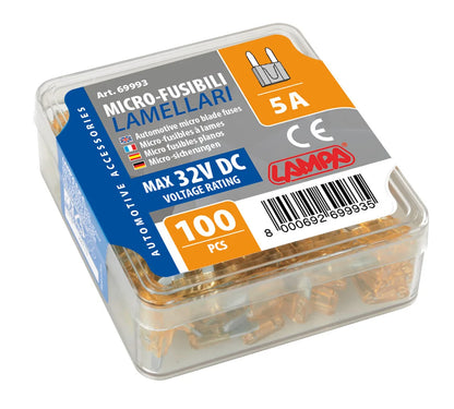La confezione di Set 100 micro fusibili lamellari, 12/32V