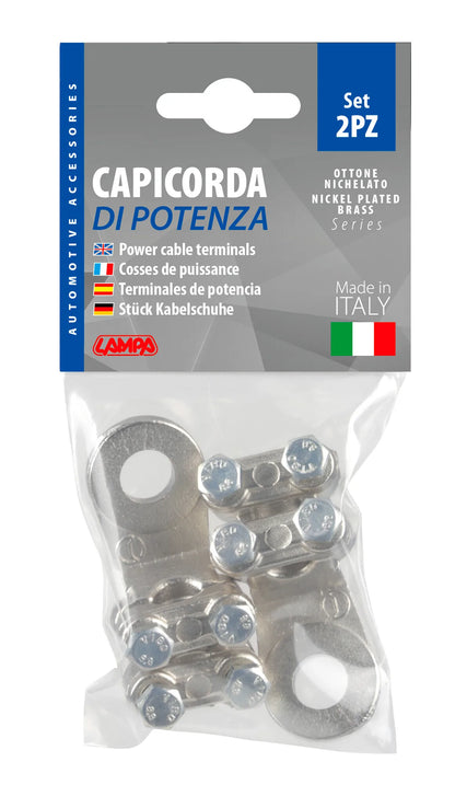 La confezione di Set 2 pz capicorda di potenza in ottone nichelato, con, vista 2